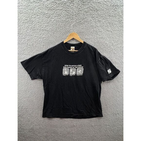 To The Edge How To Ditch A Bad Girlfriend In The Snow Black T-Shirt Size XL - Picture 1 of 6